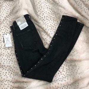 NWT black stretch denim leggings with rivet detail
